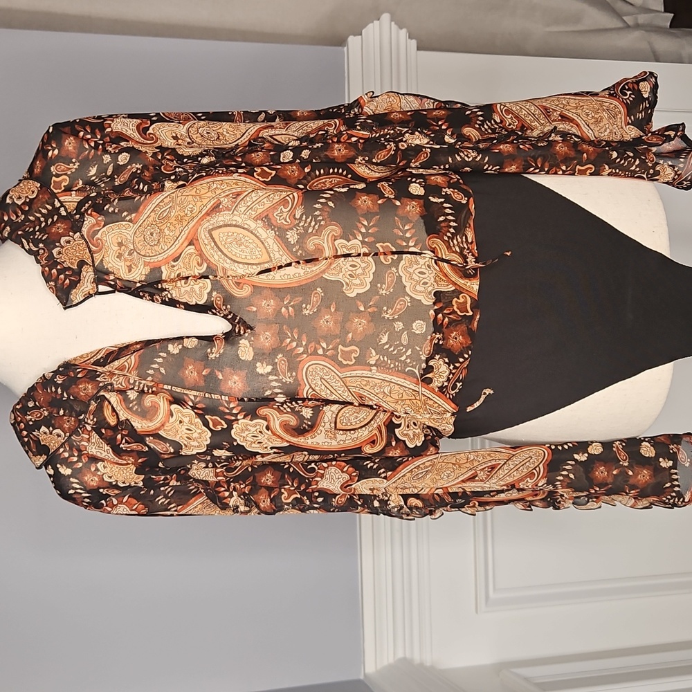 Zara Women's Paisley Semi-Sheer Ruffled Bodysuit - Picture 6 of 15